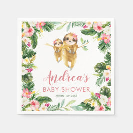 Servilleta De Papel Chica Tropical Sloth Baby Shower Paper Napkin