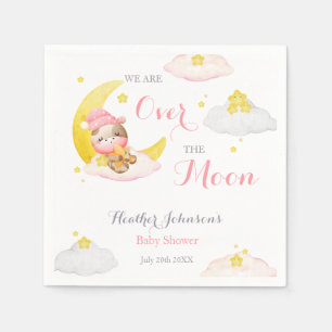 Servilleta De Papel Chica Vaca Sobre La Luna Baby Shower
