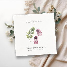 Servilleta De Papel Chica verde lindo negro zapatos oliage Baby Showe