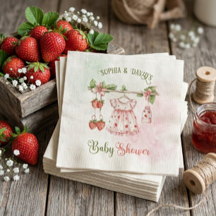Servilleta De Papel Chica Vintage de Fresa Baby Shower 