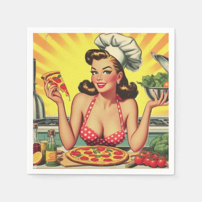 Servilleta De Papel Chica Vintage Pizza (Anverso)