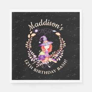 Servilleta De Papel Chica Witch Birthday Watercolor