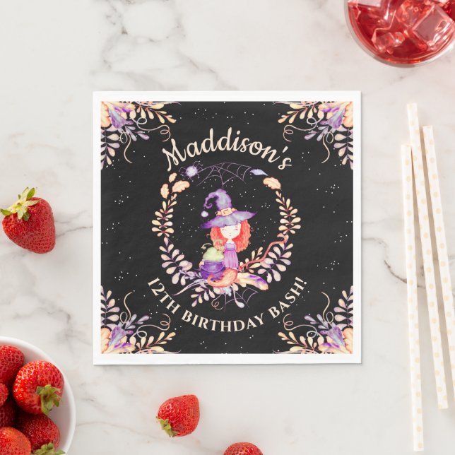 Servilleta De Papel Chica Witch Birthday Watercolor (In situ)