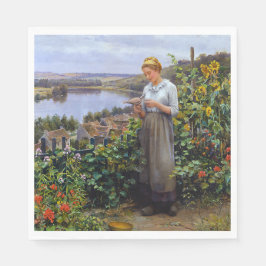 Servilleta De Papel Chica y su Mascota Dove (Mujer joven y pájaro)