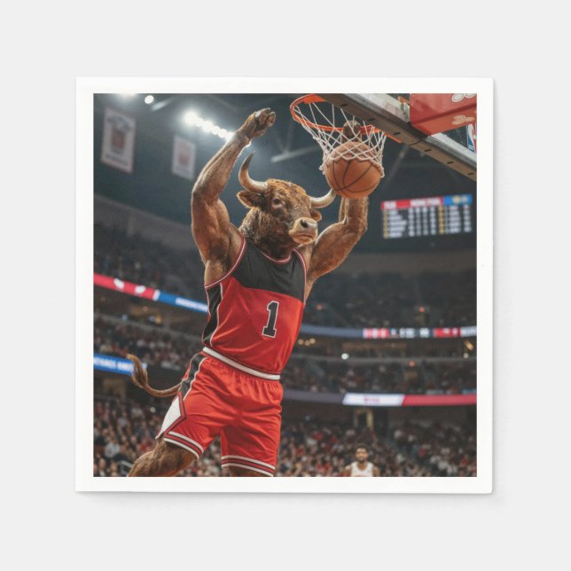 Servilleta De Papel Chicago Bull Basketball Slam Dunking the Ball (Anverso)