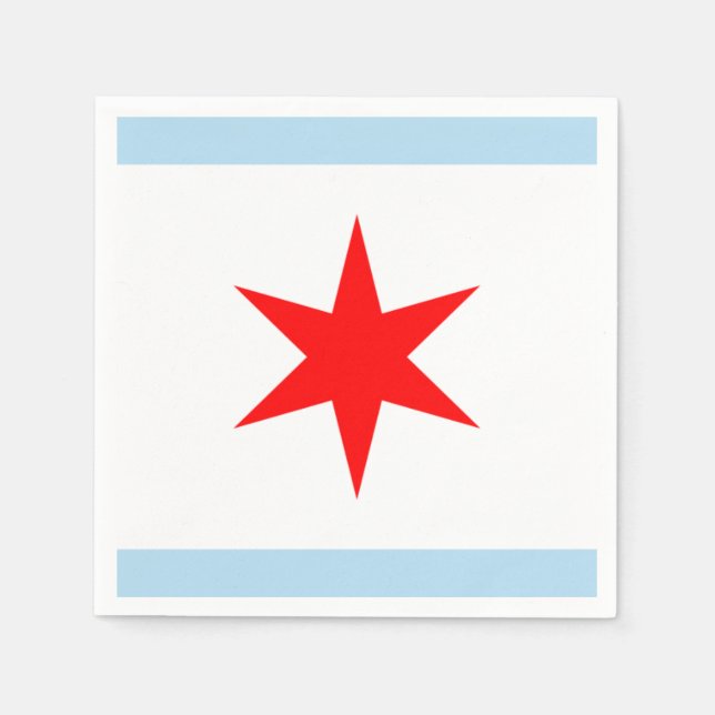 Servilleta De Papel Chicago Flag Red Star Blue Stripes City (Anverso)