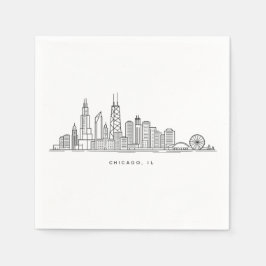 Servilleta De Papel Chicago IL Cityscape Illustration