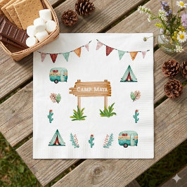 Servilleta De Papel Chicas acampando aventura fiesta de cumpleaños