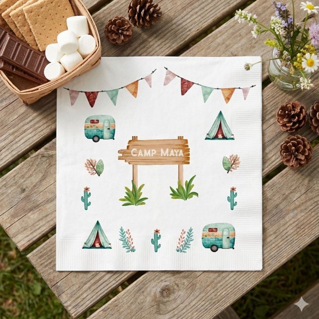 Servilleta De Papel Chicas acampando aventura fiesta de cumpleaños (Subido por el creador)