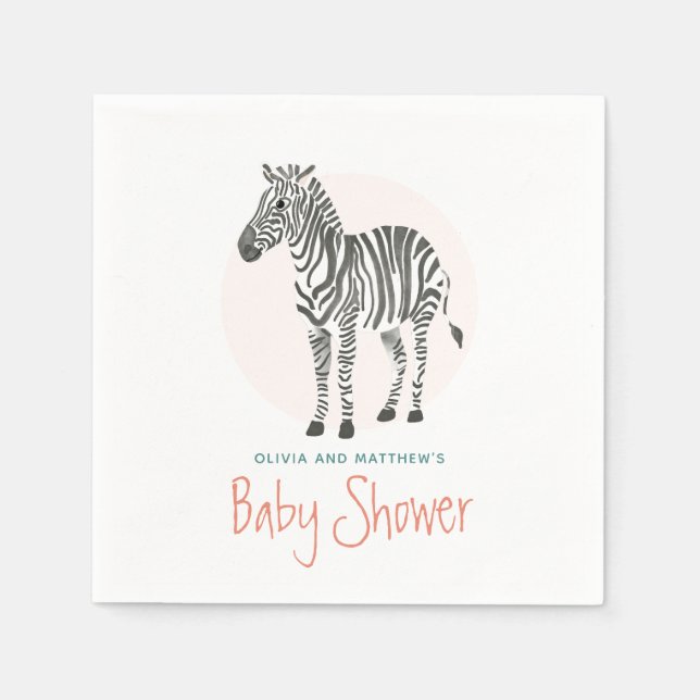 Servilleta De Papel Chicas adoran Zebra Safari Baby Shower (Anverso)