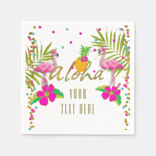 Servilleta De Papel Chicas Aloha Luau Fiesta Tropical Flamingo