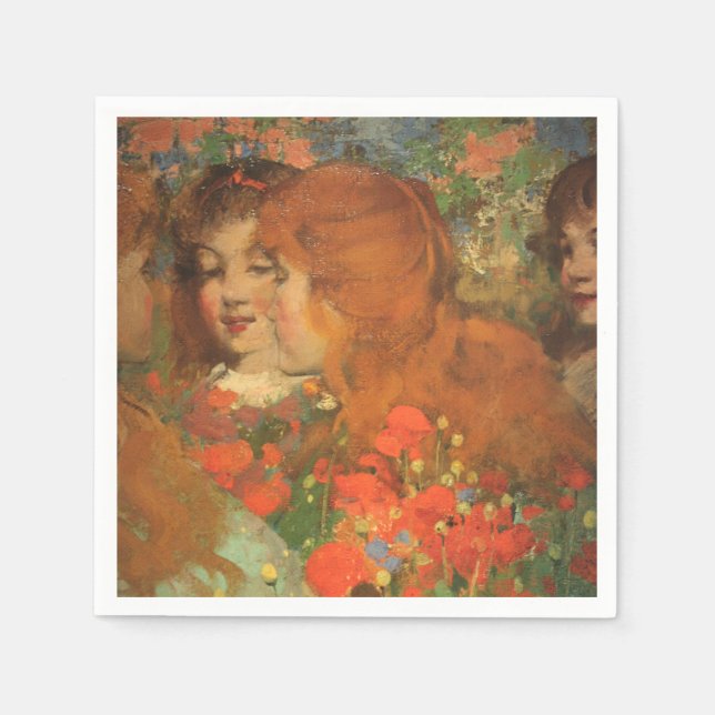 Servilleta De Papel Chicas con lapachos rojos (de George Henry) (Anverso)