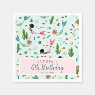 Servilleta De Papel Chicas cortan mágico rosado bajo el mar Cumpleaños