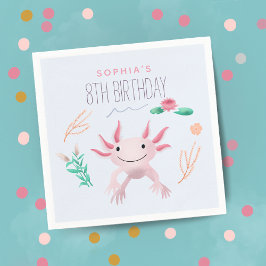 Servilleta De Papel Chicas Cute Pink Kawaii Axolotl 8 cumpleaños