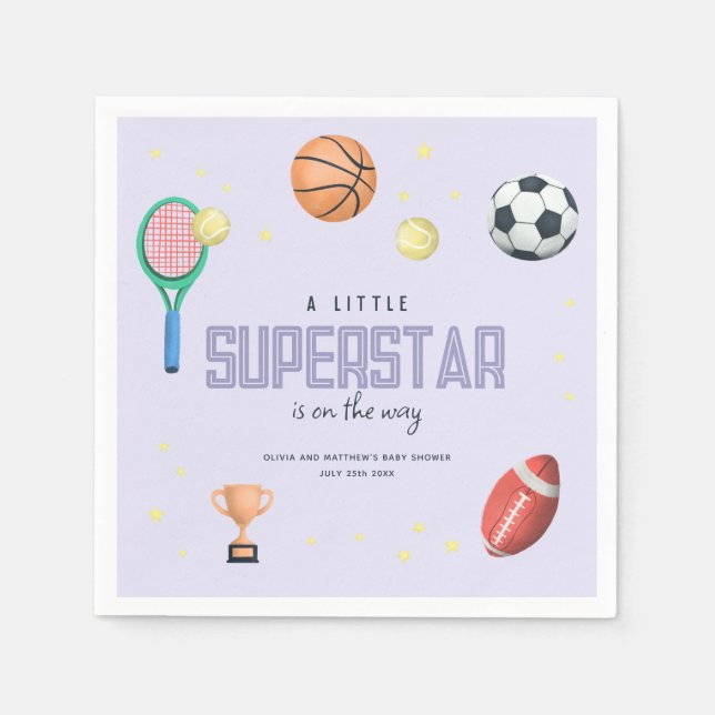 Servilleta De Papel Chicas Cute Sports Superstar Baby Shower (Anverso)