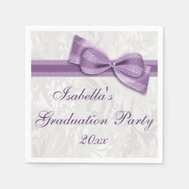Servilleta De Papel Chicas Damask & Faux Bow Graduation Party Napkins