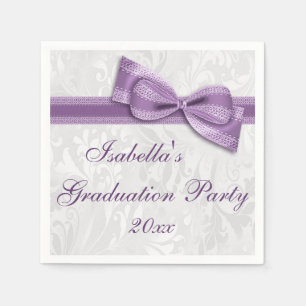 Servilleta De Papel Chicas Damask & Faux Bow Graduation Party Napkins