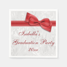 Servilleta De Papel Chicas Damask & Faux Bow Graduation Party Napkins