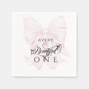 Servilleta De Papel Chicas de Bowtiful One First Birthday Pink Bow