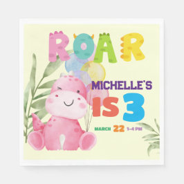 Servilleta De Papel Chicas de Dino de la fiesta de cumpleaños de los d