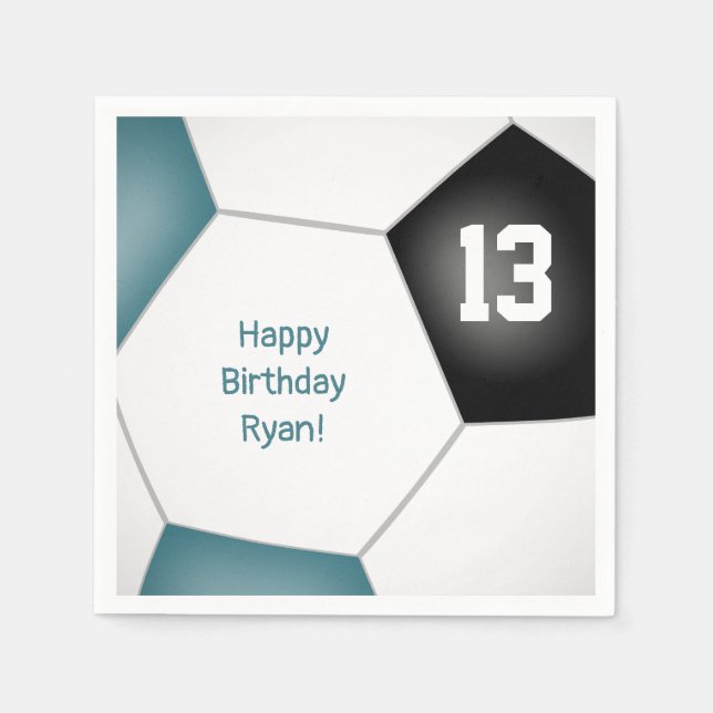 Servilleta De Papel chicas de fútbol simples chicos cumpleaños negro v (Anverso)