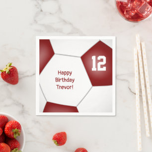 Servilleta De Papel chicas de fútbol simples maroon de cumpleaños