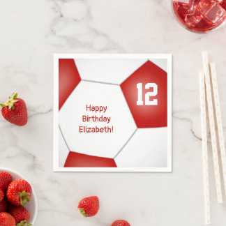 Servilleta De Papel chicas de fútbol simples niños cumpleaños rojo