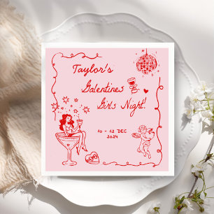 Servilleta De Papel Chicas de Galentines Fiesta nocturno Valentine Fie