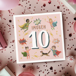 Servilleta De Papel Chicas de humor moderno Superhéroe rosa niños cump