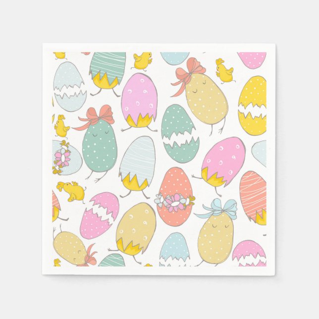 Servilleta De Papel Chicas de incubación y huevos de Pascua (Anverso)