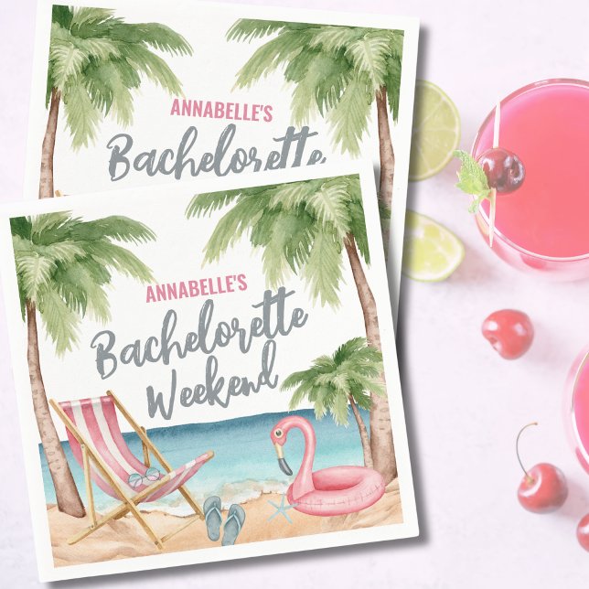 Servilleta De Papel Chicas de la Playa Tropical Fin de Semana Despedid (Girls Weekend Bachelorette Party Napkins)