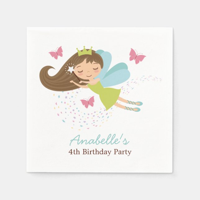 Servilleta De Papel Chicas de la princesa cuta cumpleaños (Anverso)