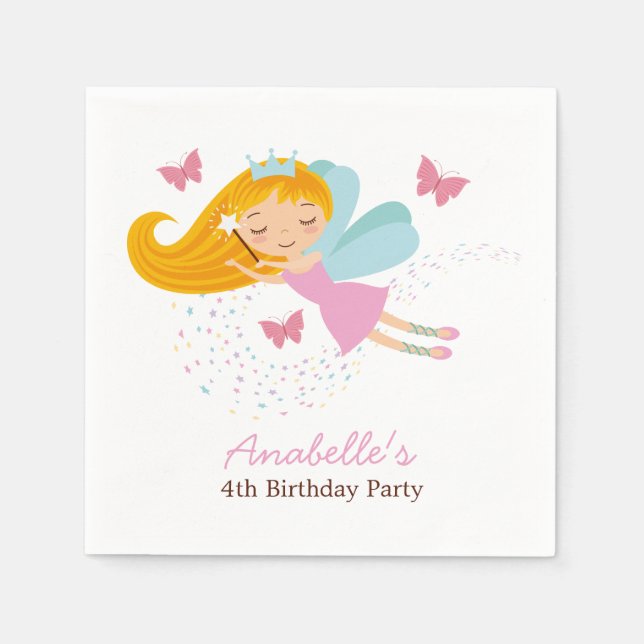 Servilleta De Papel Chicas de la princesa cuta cumpleaños (Anverso)