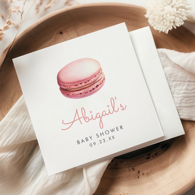 Servilleta De Papel Chicas de Macarons de Acuarela Rosa Baby Shower (Subido por el creador)