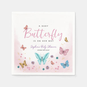 Servilleta De Papel Chicas de mariposa rosada cúrcuma Baby Shower