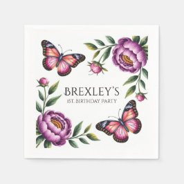 Servilleta De Papel Chicas de mariposa y peones primero. Fiesta de cum
