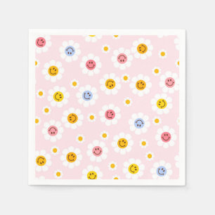 Servilleta De Papel Chicas de One Smile First Birday Daisy Pastel
