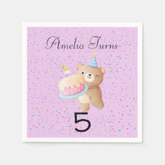 Servilleta De Papel Chicas de osito de peluche rosado personalizable c