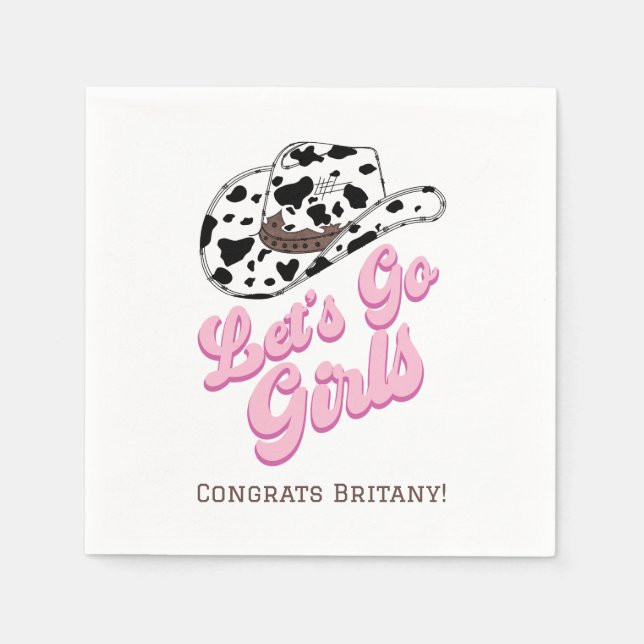 Servilleta De Papel Chicas de Pink Let's Go Nashville Bachelorette (Anverso)
