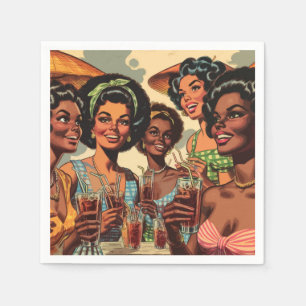 Servilleta De Papel Chicas de Retro Cocktail Fiesta