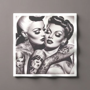 Servilleta De Papel Chicas de Retro Glam Tattoo