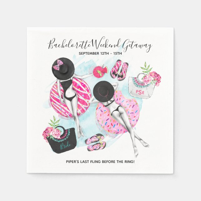 Servilleta De Papel Chicas de Retro Pool Bachelorette Fiesta de fin de (Anverso)