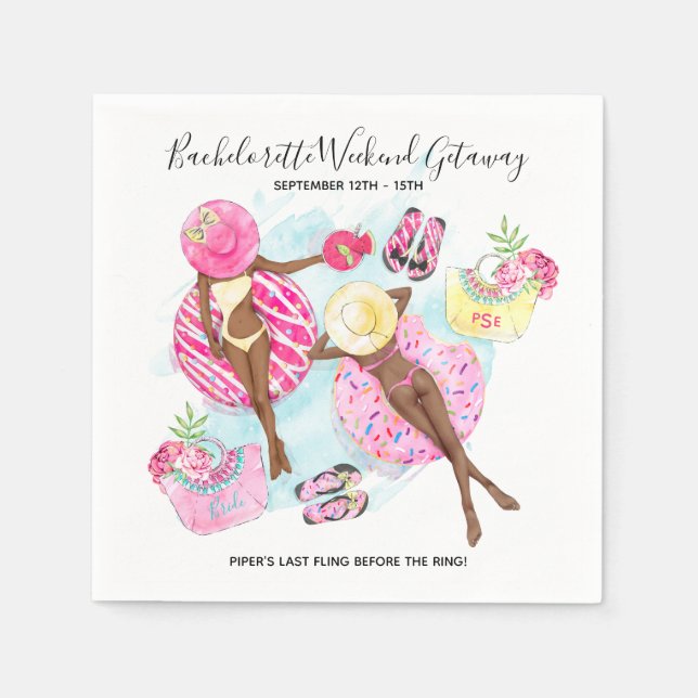 Servilleta De Papel Chicas de Retro Pool Bachelorette Fiesta de fin de (Anverso)
