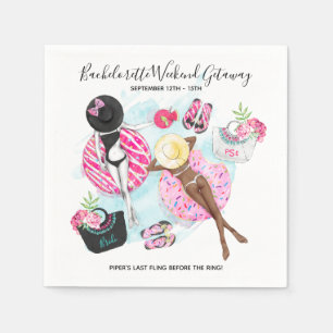Servilleta De Papel Chicas de Retro Pool Bachelorette Fiesta de fin de