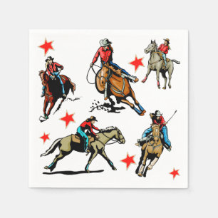 Servilleta De Papel Chicas De Rodeo Del Oeste En Caballos