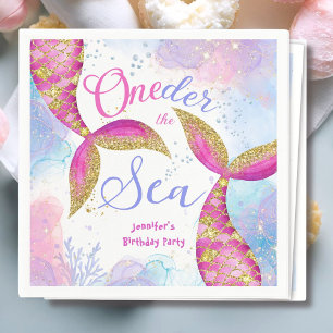 Servilleta De Papel Chicas de sirena Pink Purple Birday Party
