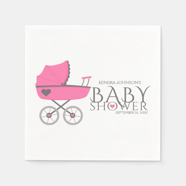 Servilleta De Papel Chicas de transporte para bebés rosados Baby Showe (Anverso)