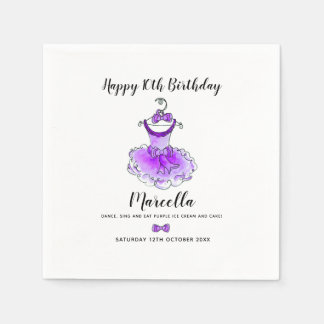 Servilleta De Papel Chicas de vestimenta fiesta morado 10 cumpleaños