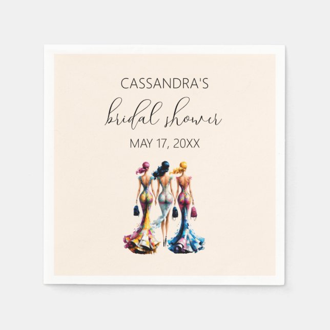 Servilleta De Papel Chicas de vestir elegantes ducha de novia (Anverso)