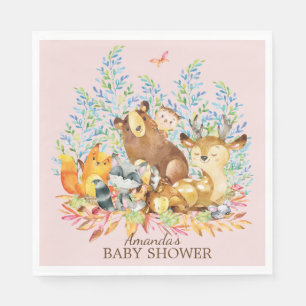 Servilleta De Papel Chicas de Woodland Animals Baby Shower Papeles